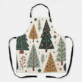 Weihnachtsbaummuster Vintager Urlaub Schürze (Vorderseite)