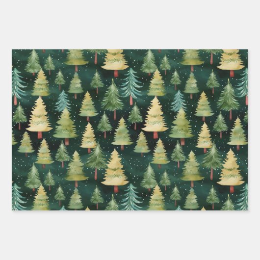 Weihnachtsbaumnachtswald Geschenkpapier Set (Vorderseite)