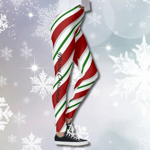 Weihnachtsbaumpfeffer Leggings aus Candy Stripe