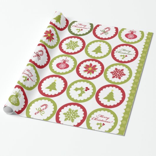 Weihnachtsbaumpoinsettia Schneeflocken Muster Geschenkpapier (Ungerollt)