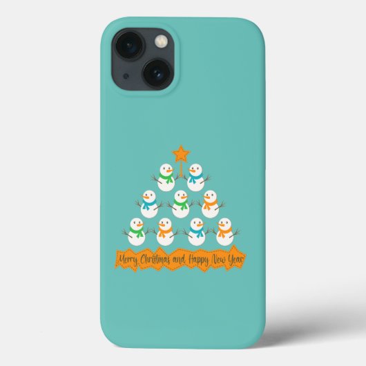Weihnachtsbaumpyramide aus Weihnachtsschneemännern Case-Mate iPhone Hülle (Rückseite)