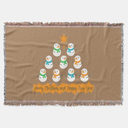Weihnachtsbaumpyramide aus Weihnachtsschneemännern Decke (Vorderseite)