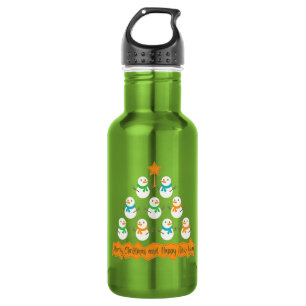Weihnachtsbaumpyramide aus Weihnachtsschneemännern Edelstahlflasche