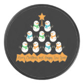 Weihnachtsbaumpyramide aus Weihnachtsschneemännern Eishockey Puck (Vorderseite)