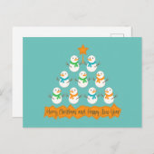 Weihnachtsbaumpyramide aus Weihnachtsschneemännern Feiertagspostkarte (Vorne/Hinten)