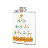 Weihnachtsbaumpyramide aus Weihnachtsschneemännern Flachmann (Links)