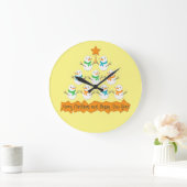 Weihnachtsbaumpyramide aus Weihnachtsschneemännern Große Wanduhr (Zuhause)