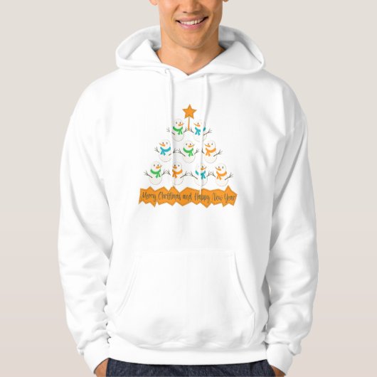 Weihnachtsbaumpyramide aus Weihnachtsschneemännern Hoodie (Vorderseite)
