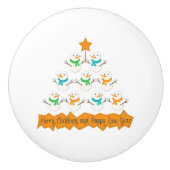 Weihnachtsbaumpyramide aus Weihnachtsschneemännern Keramikknauf (Vorderseite)