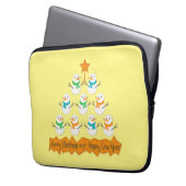 Weihnachtsbaumpyramide aus Weihnachtsschneemännern Laptopschutzhülle (Vorderseite Links)