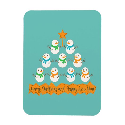 Weihnachtsbaumpyramide aus Weihnachtsschneemännern Magnet (Vertikal)