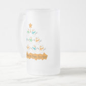 Weihnachtsbaumpyramide aus Weihnachtsschneemännern Mattglas Bierglas (Vorderseite Links)