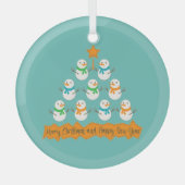 Weihnachtsbaumpyramide aus Weihnachtsschneemännern Ornament Aus Glas (Vorderseite)