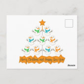 Weihnachtsbaumpyramide aus Weihnachtsschneemännern Postkarte (Rückseite)