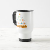 Weihnachtsbaumpyramide aus Weihnachtsschneemännern Reisebecher (Vorderseite Links)