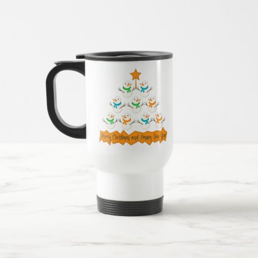 Weihnachtsbaumpyramide aus Weihnachtsschneemännern Reisebecher (Links)