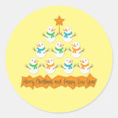 Weihnachtsbaumpyramide aus Weihnachtsschneemännern Runder Aufkleber (Vorderseite)