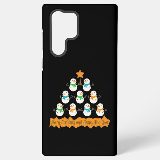 Weihnachtsbaumpyramide aus Weihnachtsschneemännern Samsung Galaxy Hülle (Rückseite)