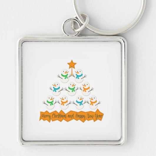 Weihnachtsbaumpyramide aus Weihnachtsschneemännern Schlüsselanhänger (Vorne)