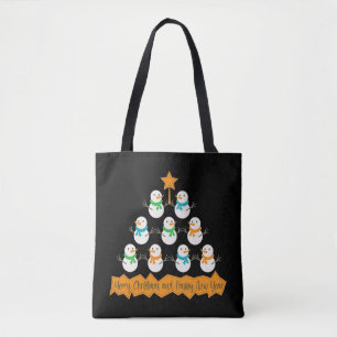 Weihnachtsbaumpyramide aus Weihnachtsschneemännern Tasche