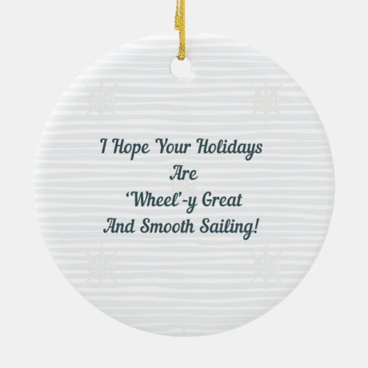 Weihnachtsbaumrad des Schiffes an der Küste Keramik Ornament (Hinten)