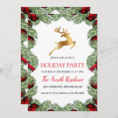 Weihnachtsbaumrahmen, Goldene Rentiere Einladung (Vorne/Hinten)