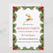 Weihnachtsbaumrahmen, Goldene Rentiere Einladung (Vorderseite)