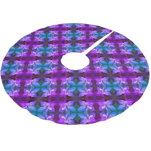 Weihnachtsbaumrock - Blau/Lila Poinsettias. Polyester Weihnachtsbaumdecke