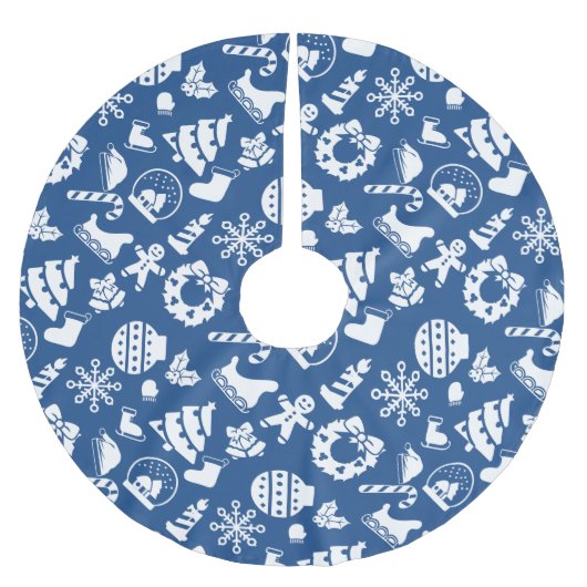 Weihnachtsbaumrock - Blaue Weihnachtsdesigns Polyester Weihnachtsbaumdecke (Vorderseite)