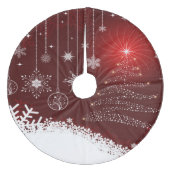 Weihnachtsbaumrock/Glühbirnen, Bäume und Schneeflo Fleece Weihnachtsbaumdecke (Vorderseite)