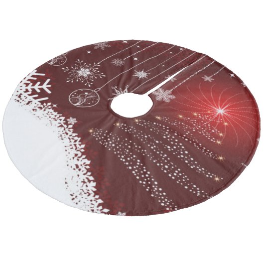 Weihnachtsbaumrock/Glühbirnen, Bäume und Schneeflo Fleece Weihnachtsbaumdecke (Schrägansicht)