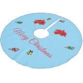 Weihnachtsbaumrock mit Symbolen für Weihnachten Polyester Weihnachtsbaumdecke (Schrägansicht)