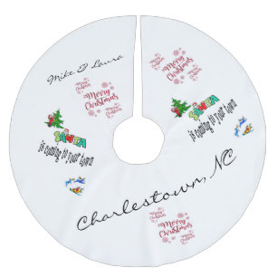 Weihnachtsbaumrock Santa kommt in die Stadt Polyester Weihnachtsbaumdecke