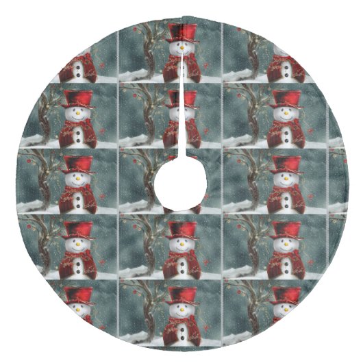 Weihnachtsbaumrock/Schneemann Fleece Weihnachtsbaumdecke (Vorderseite)