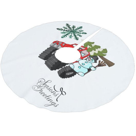 Weihnachtsbaumrock Snowman-Frohe Festtage Polyester Weihnachtsbaumdecke (Schrägansicht)