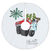 Weihnachtsbaumrock Snowman-Frohe Festtage Polyester Weihnachtsbaumdecke (Vorderseite)