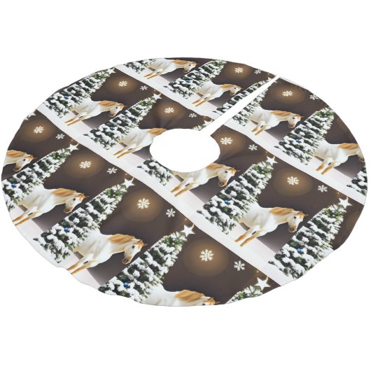 Weihnachtsbaumrospferd Anpassbar Polyester Weihnachtsbaumdecke (Schrägansicht)