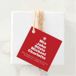 Weihnachtsbaumrot-weiße individuelle Namen modern Geschenkanhänger