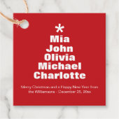 Weihnachtsbaumrot-weiße individuelle Namen modern Geschenkanhänger (Vorderseite)