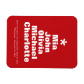 Weihnachtsbaumrot-weiße individuelle Namen modern Magnet (Horizontal)