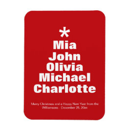 Weihnachtsbaumrot-weiße individuelle Namen modern Magnet