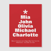 Weihnachtsbaumroter individuelle Name Magnetkarte (Vorderseite)