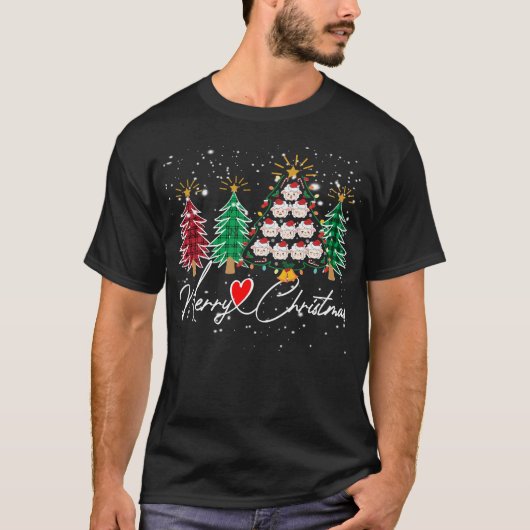 Weihnachtsbaumschaf 2024 Frohe Weihnachten T-Shirt (Vorderseite)