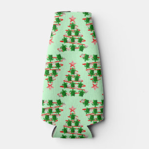 Weihnachtsbaumschildkröten auf Grün Flaschenkühler