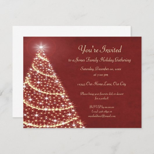 Weihnachtsbaumschimmer Einladung (Vorne/Hinten)