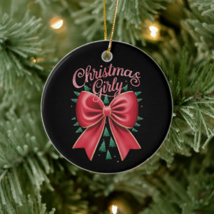 Weihnachtsbaumschleife Mädchen Ästhetik Weihnachte Keramik Ornament