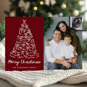 Weihnachtsbaumschleifen Cranberry Foto Whimsical Feiertagskarte
