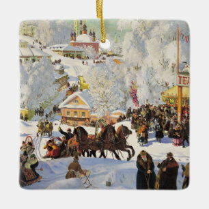 Weihnachtsbaumschmuck-Antike Winterlandschaft Kera Keramikornament