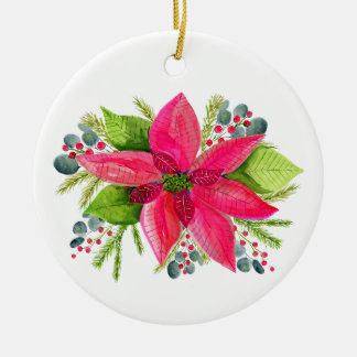 Weihnachtsbaumschmuck aus Poinsettien Keramik Ornament