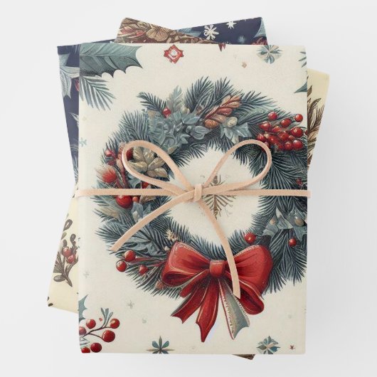 Weihnachtsbaumschmuck Design Blauer Bettler Geschenkpapier Set (Beispiel)